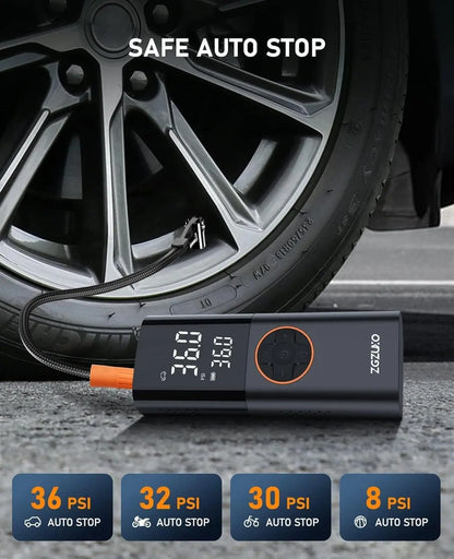150PSI fast wireless air pump, suitable for tires, with digital pressure gauge and LED light, can be used for cars, bicycles