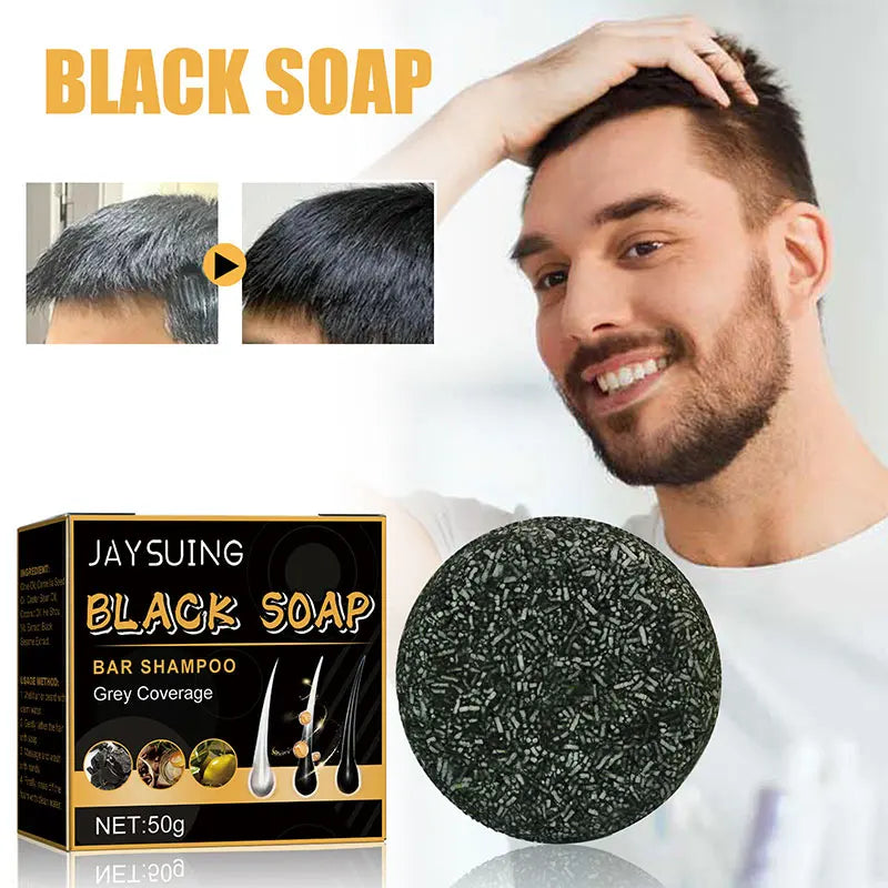Polygonum Multiflorum Black Hair Soap Darkening Shampoo Bar Repair Gray White Color Hair Dye Shampoo For Men Women Hair Care