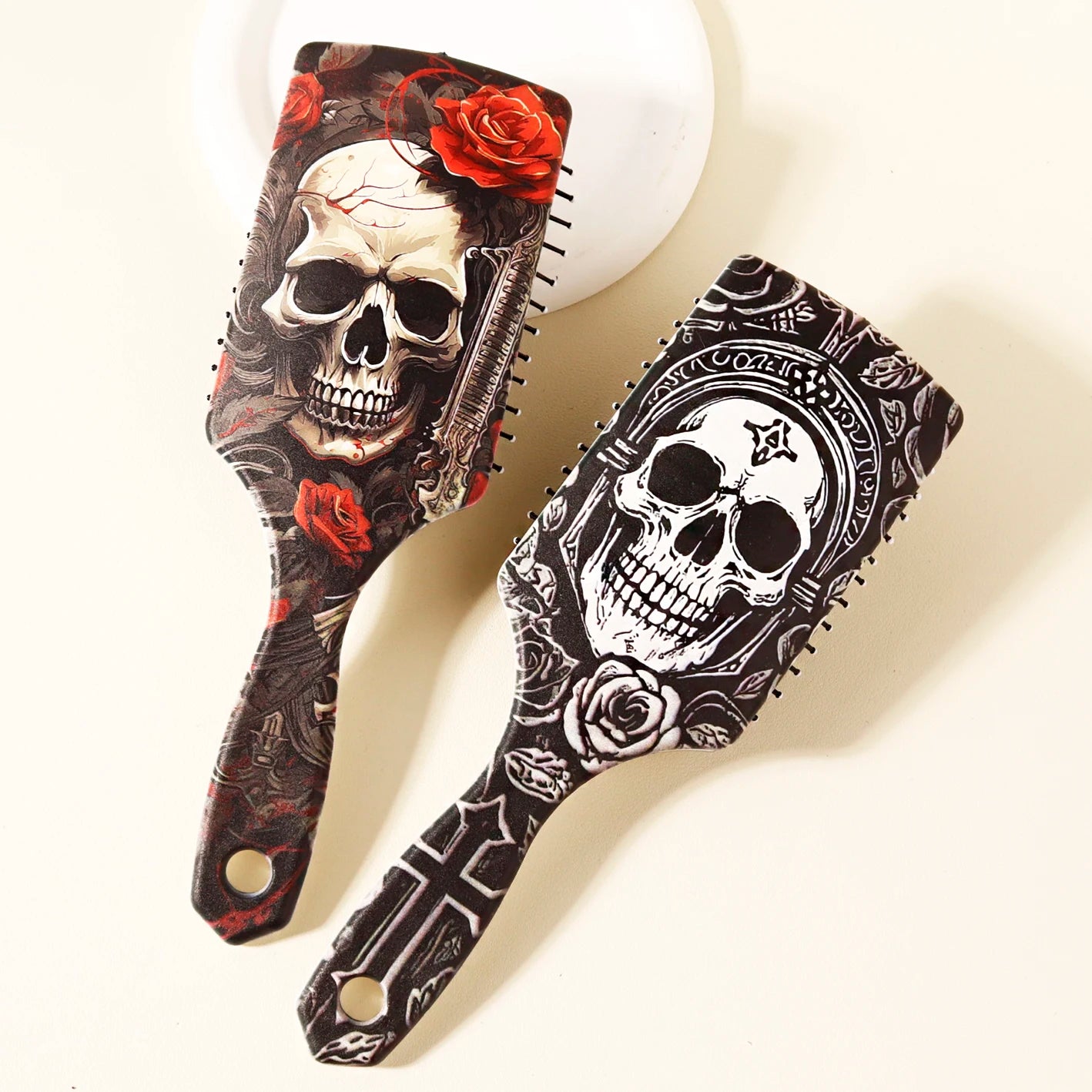 1piece skeleton and flower patterned air cushion comb - massage exfoliating comb, ABS plastic handle,Special for real hair wigs