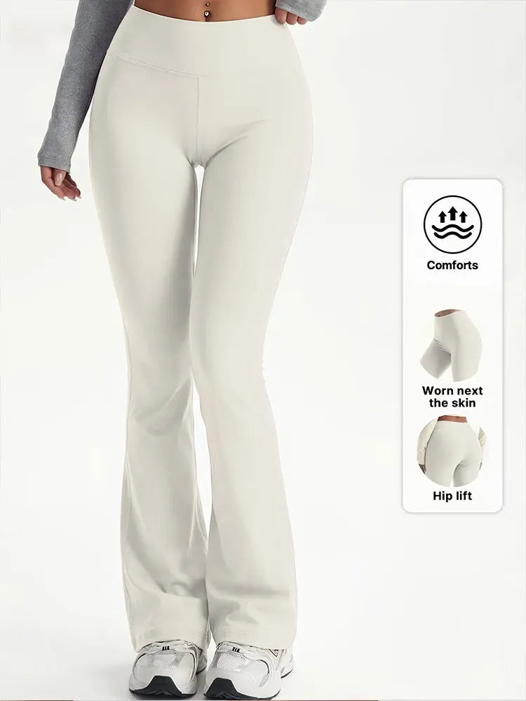 Soft Yoga Flared Pants Fitness Wide Leg Sports Pants High Waist Hip Lifting Boot Cut Trousers For Cycling Fitness Yoga Pilates