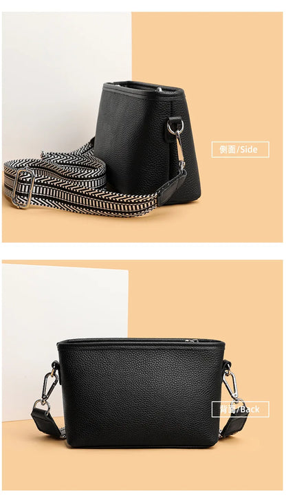 100% Genuine Leather Shoulder Bag for Women Solid Purse Luxury Cowhide Crossbody Bags Female Fashion Handbag Hobos Tote Bag