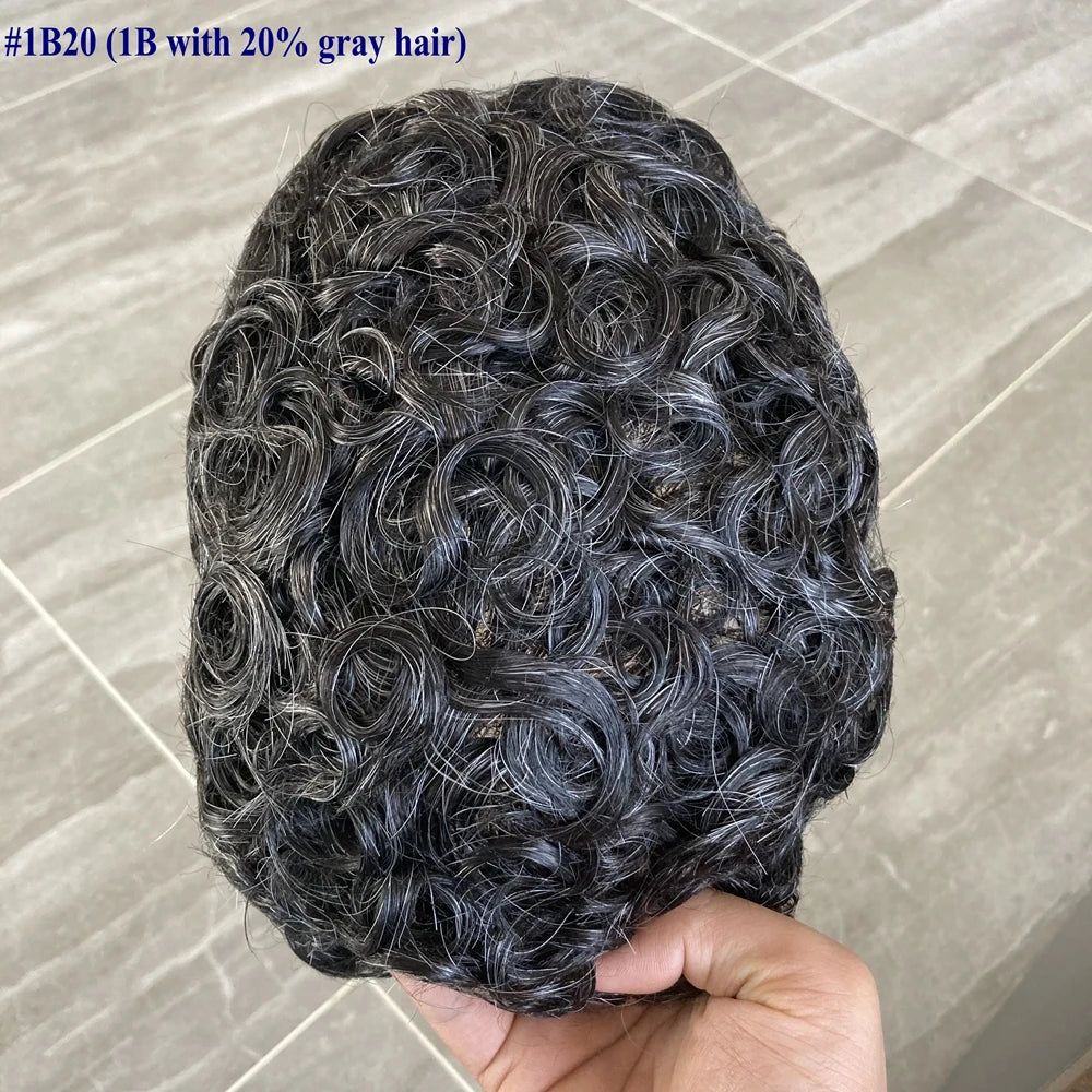 26mm Loose Curly 0.06mm Natural Hairline Men Toupee Ultra Thin Skin Full VLoop 1B80 613# Blonde Male Human Hair Prosthesi System