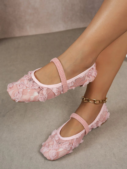 Plus Size 43 Women Fashion Ballet Flats Breathable Laces Square Toe Spring Summer Flat Shoes For Female Daily Walking Loafers