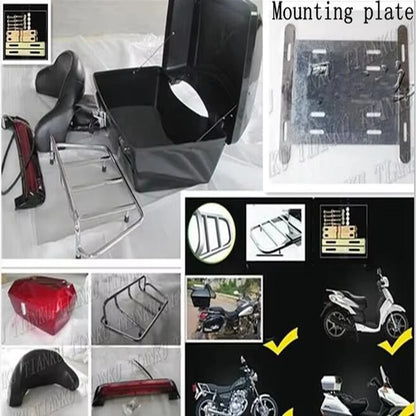 Black Trunk Tail Box Luggage Backrest For Honda Yamaha Suzuki Kawasaki Lifan Indian Bobber Custom Chopper Cruisers Street Bike