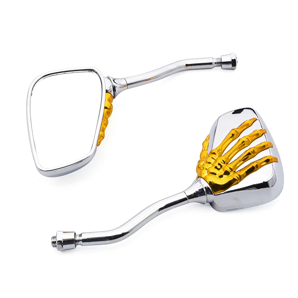Universal Motorcycle Skull Hand Claw Rear-View Side Mirror Universal Fit Mirror Bolt For Street Sport Bike Chopper Cruiser