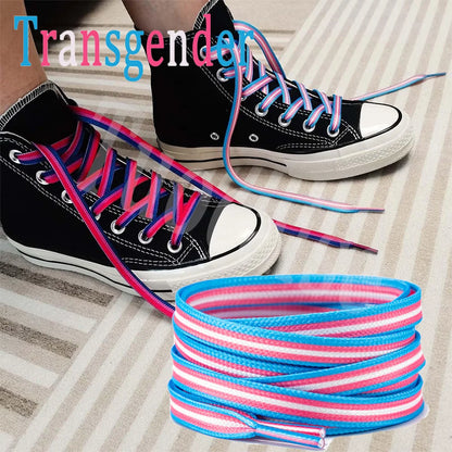 No6Transgender 100/120/150cm Shoe Lace Flat Printed Shoelace Colorful Rainbow Laces Gay Pride Liberty Shoelaces Shoe Accessories