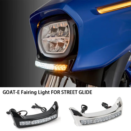 New Motorcycle GOAT-E LED Fairing Light Chrome Amber/White For Harley CVO Electra Street Glide Ultra FLHXU FLHX FLHXSE 2024 2025