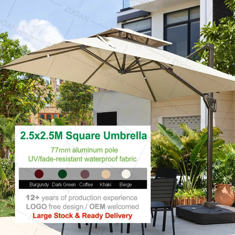 Sun Umbrella, Outdoor Furniture, with Solar LED Lights, Outdoor Umbrella Furniture Set, Sun Protection and Rain Protection