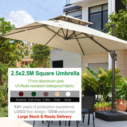 Sun Umbrella, Outdoor Furniture, with Solar LED Lights, Outdoor Umbrella Furniture Set, Sun Protection and Rain Protection
