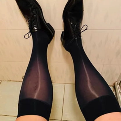 Oil Shine Stockings Ultra Thin Sexy Silky Dress Business Socks Men Sheer See Through Socks Soft Transparent