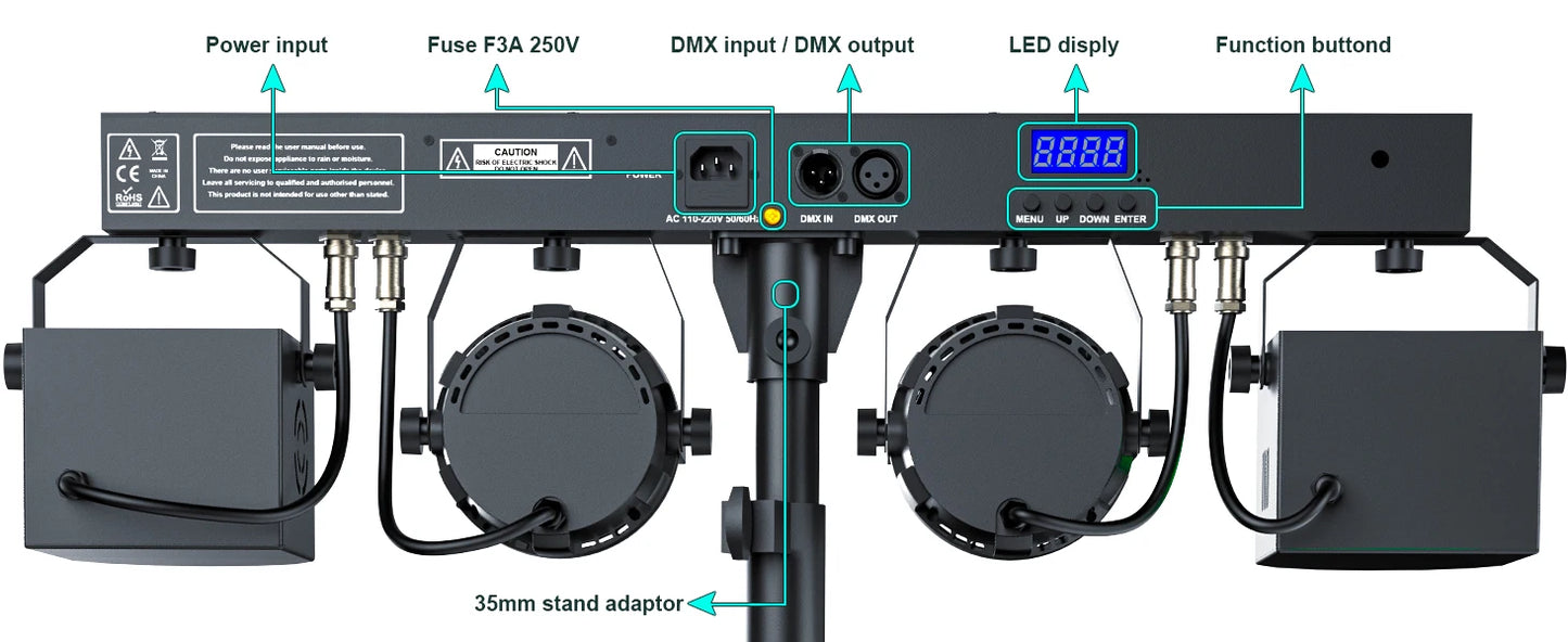 Yiflamefly 60W RGBW LED Par Lights With Bag&Bracket Combination Bracket Lights DMX Stage Light For Church Wedding Birthday Party