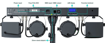 Yiflamefly 60W RGBW LED Par Lights With Bag&Bracket Combination Bracket Lights DMX Stage Light For Church Wedding Birthday Party