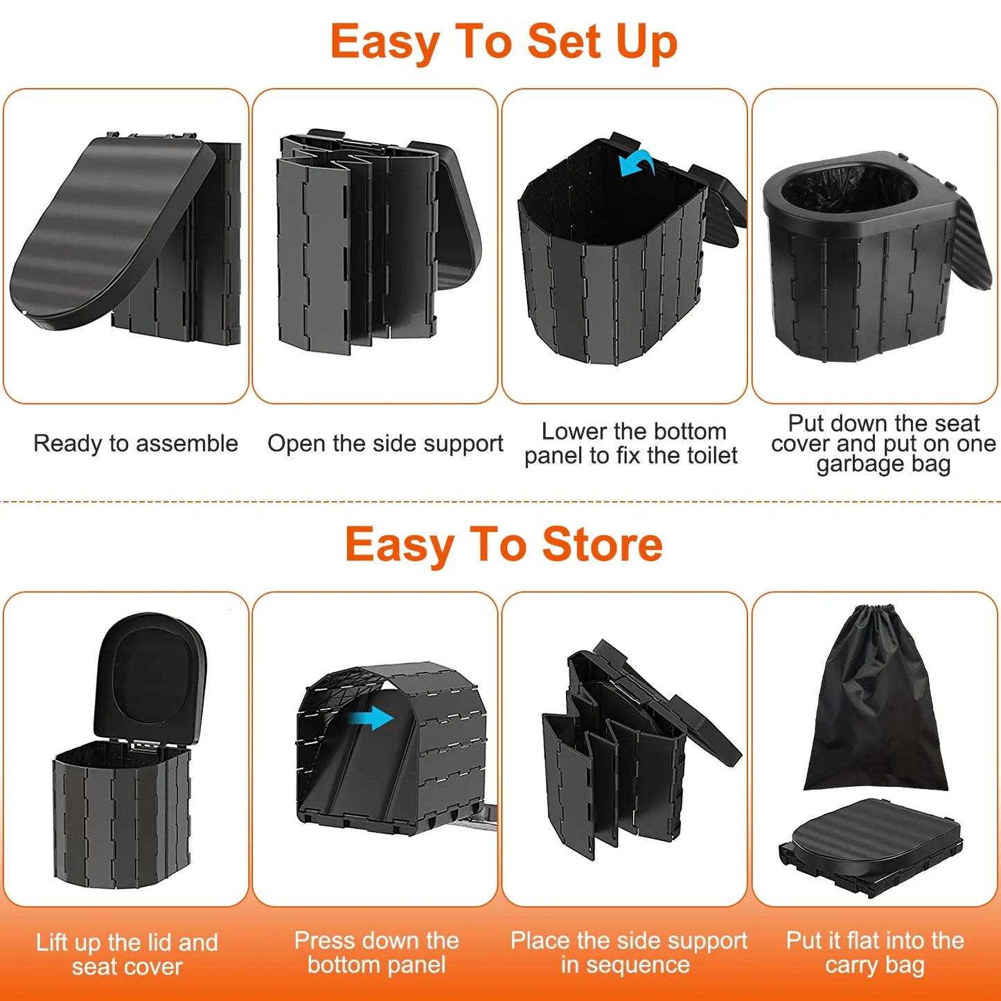 Portable Travel Bucket Toilet Seat Folding Toilet with Lid Camping Toilet Emergency Toilet Car Folding Toilets