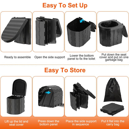 Portable Travel Bucket Toilet Seat Folding Toilet with Lid Camping Toilet Emergency Toilet Car Folding Toilets