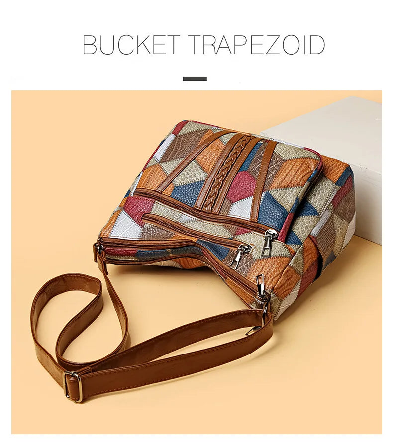 Women's Elegant Vintage Crossbody Bag Trendy HandBag Fashion Multi-pockets Shoulder Bag All-match Retro Crossbody Bag for Daily
