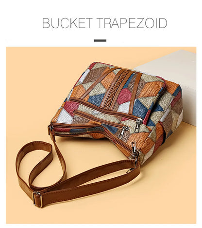 Women's Elegant Vintage Crossbody Bag Trendy HandBag Fashion Multi-pockets Shoulder Bag All-match Retro Crossbody Bag for Daily