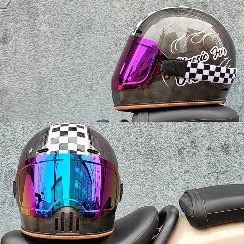 ORZ Retro Motorcycle Helmet Full Face Cruising Motorcycle Helmet Four Seasons Couple Street Pig Nose Helmet DOT Approved 729