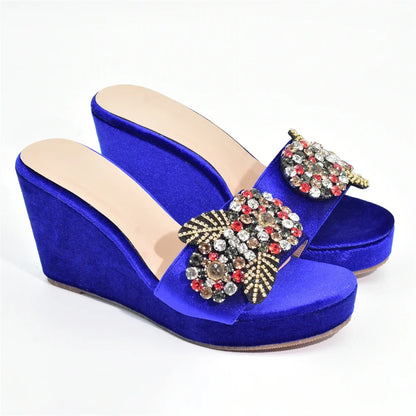 Italian Designers Luxury Round Toe Bright Diamond Elegant Summer Party Women's Platfrom High Heels Shoes Wedding Shoes Bride