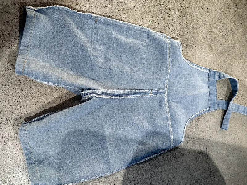2025 Autumn New Children Loose Overalls boys girls casual all-match denim Trousers Spring Fall Solid Outwear 1-7Y Kids bib pants
