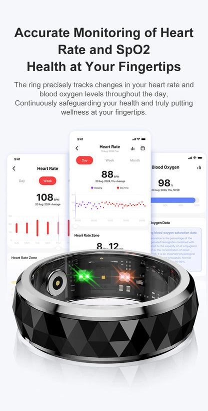 2026 New  Smart Ring, Fidget Spinner Anxiety Relieve Ring with Charging Case for Men, Health and Sleep Monitor, 5ATM Waterproof