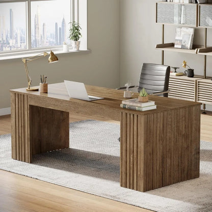 Large 63-Inch Office Computer Desk, Modern Executive Study Writing Table, Business Furniture for Home Workstation