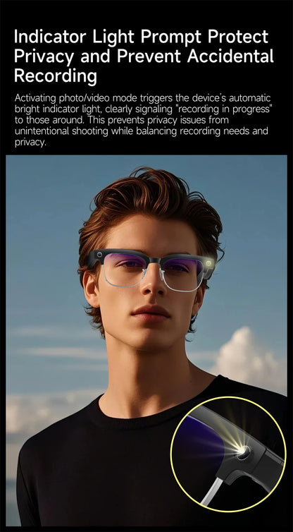 LIGE New 800W Pixel Camera Smart Glasses Men 4K Video Recording AI Photo Recognition Bluetooth Call Voice Translation Sunglasses