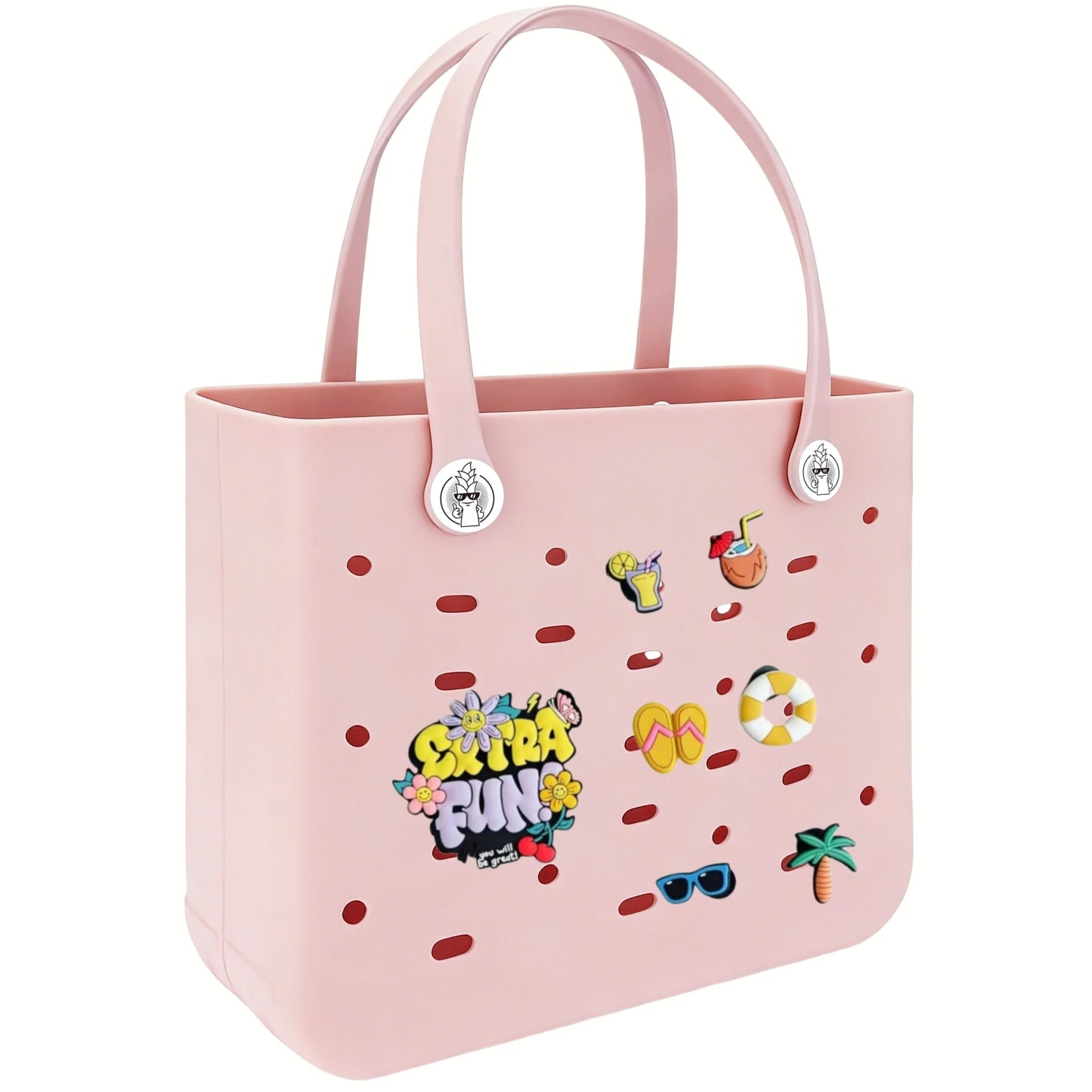 L Large Beach Bag EVA Rubber Waterproof Beach Travel Picnic Storage Basket Women's Shopping Handbag Hemp Bag Jelly Tote Bag