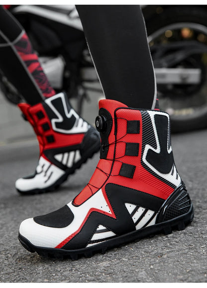 Motorcycle protective riding boots men four season fashion high top anti slip wear-resistant comfortable off-road cycling boots