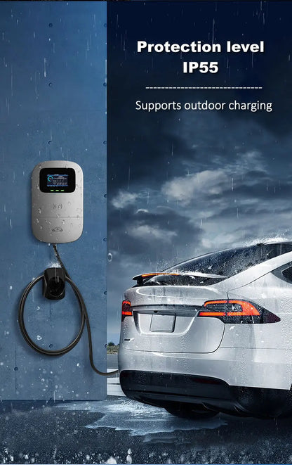 JIGU Type2 Electric Vehicle Charging Station 3 Phase 380V Type 2 EV Charger Charger APP WIFI 22KW Wallbox 5 meters Electric Car
