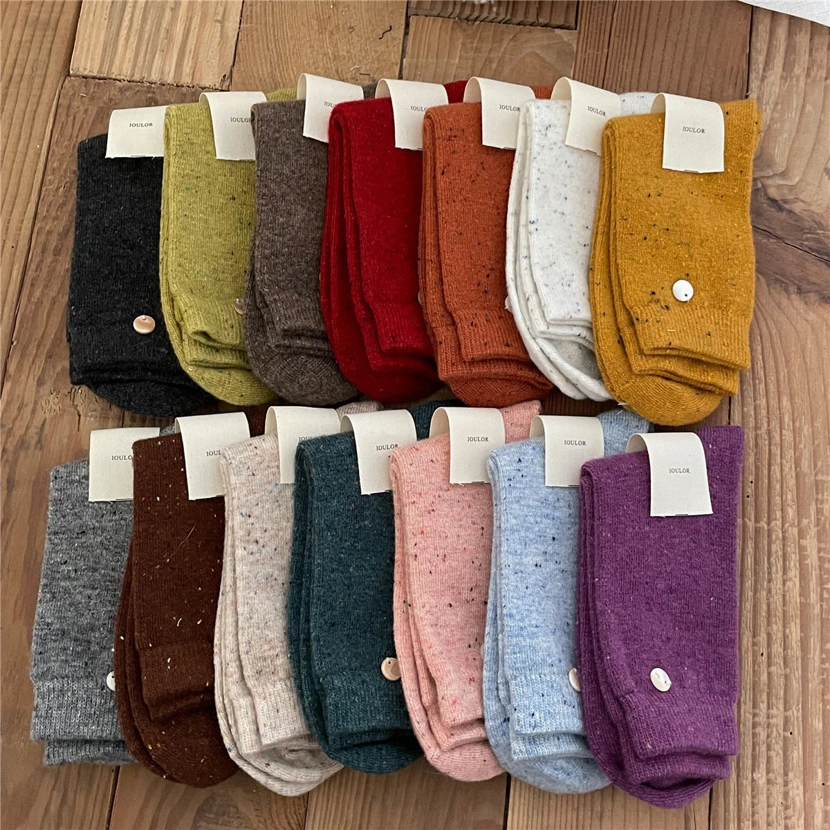 SP&CITY Colored Dotted Sheep Woolen Socks Women's Winter Warm Keeping Middle Tube Socks Casual Thick Korean Fashion Stockings