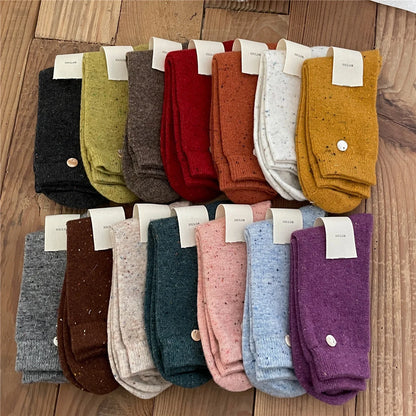 SP&CITY Colored Dotted Sheep Woolen Socks Women's Winter Warm Keeping Middle Tube Socks Casual Thick Korean Fashion Stockings