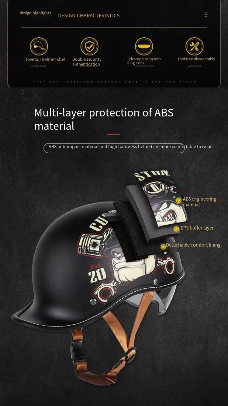 DOT motorcycle retro helmet scoop helmet for men and women summer half helmet cruise motorcycle tilt helmet commuter personality
