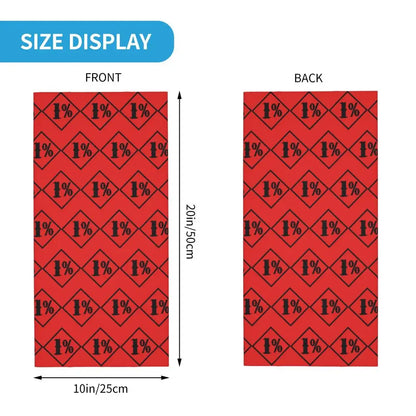 One Percenter 1% Bandana Neck Gaiter Printed Motorcycle Club Biker Mask Scarf Multifunctional Headwear Hiking for Men Women