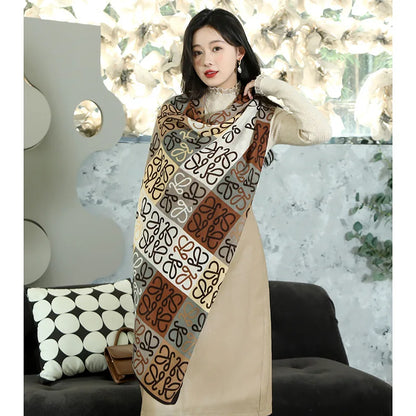 Autumn and Winter Scarf Large Size Cotton and Hemp Women's Cold proof Outdoor Versatile Warm Fashion Korean Edition Fashion Scar