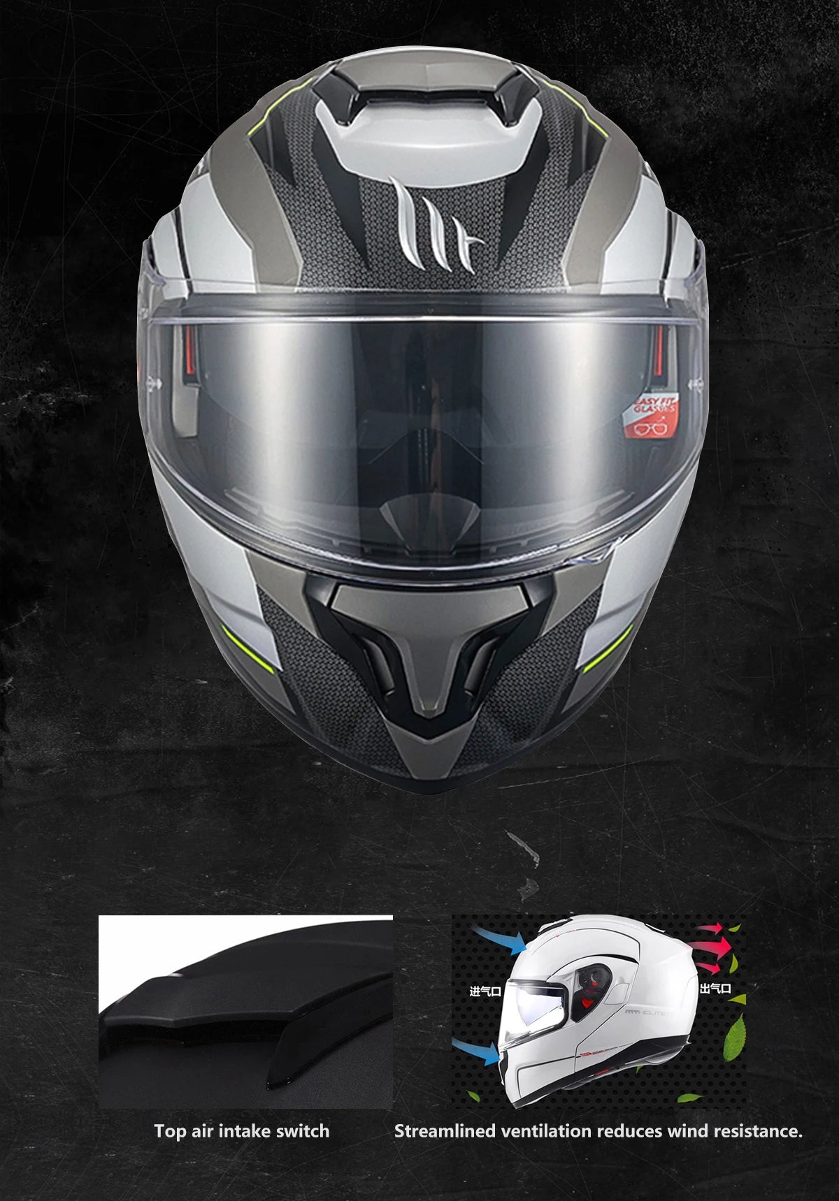 New Arrival Motorcycle Flip-Up Helmets Atom Sv Dual Lens Off Road 4 Seasons Helmets Color Options M-4Xl
