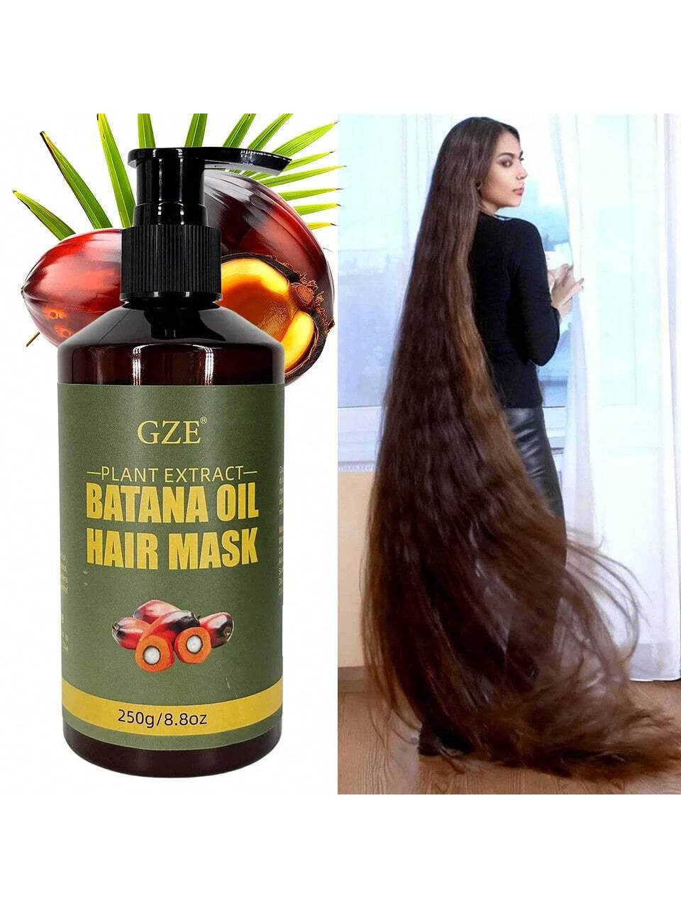 GZE Batana Oil Hair Mask - Deep Repairing for Damaged, Dry Hair - Intense Hydration - For Frizzy, Nourishes & Strengthens