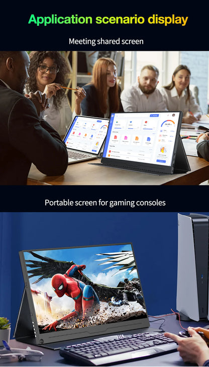 15.6 Inch 4K UHD IPS Monitor 3840x2160 | HDMI & USB-C Ports | Gaming/Office/Design Display for Xbox/PS5/PS4/Mac/PC