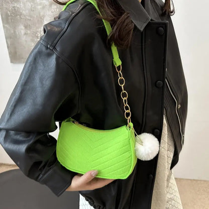 Mini Women Shoulder Bags Fashion Felt Women's Bag Design Advanced Underarm Handbags Mini Saddle Bag