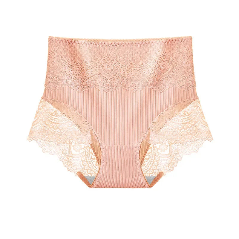 New Women's Cotton Underwear High Waist Antibacterial Panties Sexy Lace Seamless Tummy Briefs Ladies Triangle Shorts Large Size