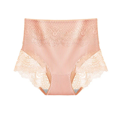New Women's Cotton Underwear High Waist Antibacterial Panties Sexy Lace Seamless Tummy Briefs Ladies Triangle Shorts Large Size