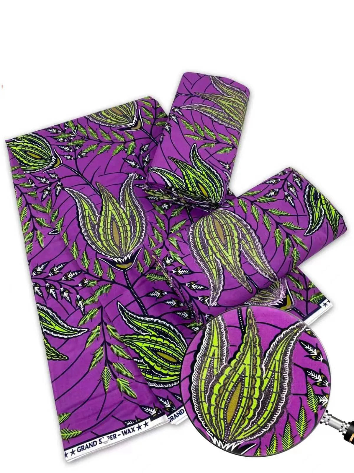 New African Wax Print Fabric Ankara Kitenge Pagne Loincloth Batik Wholesale Golden Glitter Grand 100Cotton Material For Sew 6yar