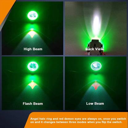 125W U7 LED Auxiliary Motorcycle Angel Eyes Headlight Explorers DRL Spotlights Bright LED Bicycle Lamp Accessories Foggers