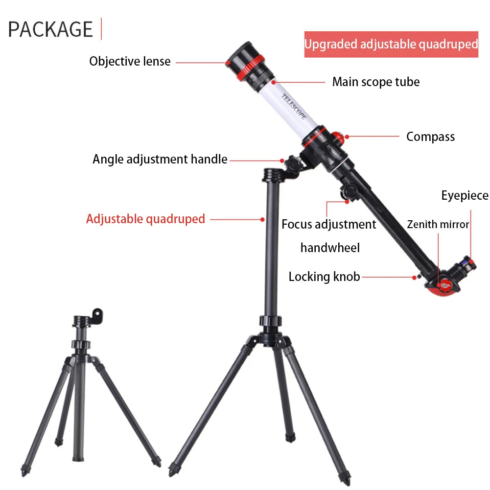 20X 30X 40X Astronomical Telescope Portable Travel Telescope Monocular HD Moon Space Planet Observation for Children Gifts