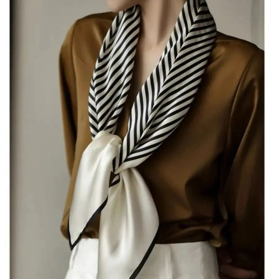 Luxury2025Square Silk Scarf for Women 90*90Hijab Hair Bands Neckerchief Female Satin Shawl Ribbon Headband Fashion Wraps