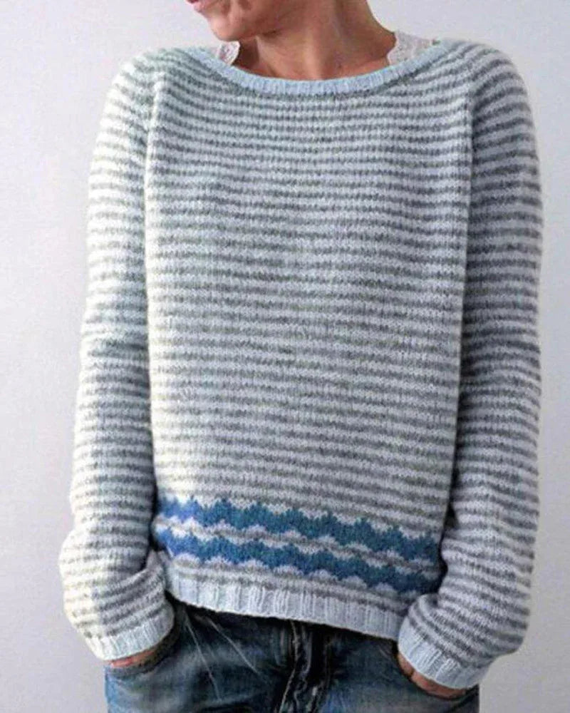 2025 Spring Knitted Women Sweater Print O-neck Long Sleeve Casual Loose Sweaters Female Winter Elegant Trendy Ladies Clothes