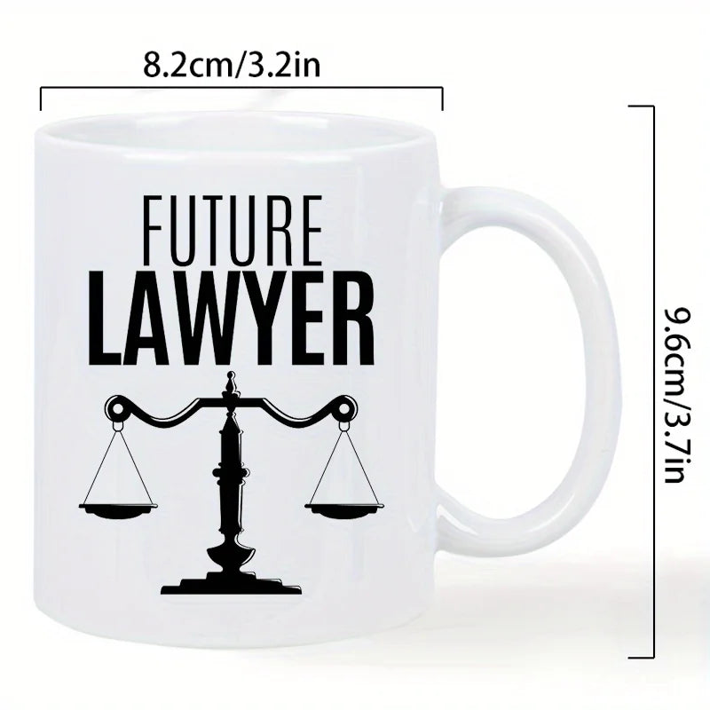 1, Future Lawyers 11 oz Ceramic Coffee Mug - Text and Balance Scales Design for Coffee Lovers, Men and Women, Hand Wash Only, Co