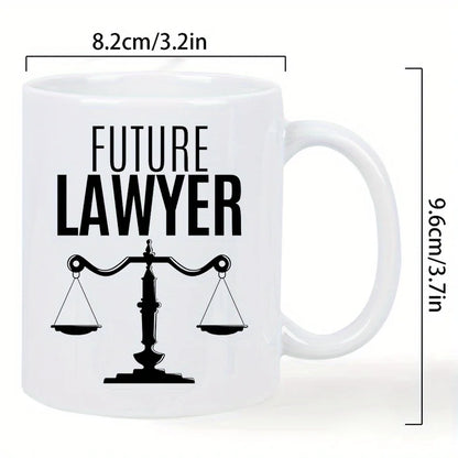 1, Future Lawyers 11 oz Ceramic Coffee Mug - Text and Balance Scales Design for Coffee Lovers, Men and Women, Hand Wash Only, Co