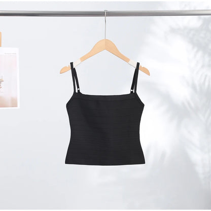 Sexy Solid Knit Women Top Stripe Sleeveless Slash Neck Pleated Female Crop Tops 2026 Spring Summer All-match Lady Knitwear
