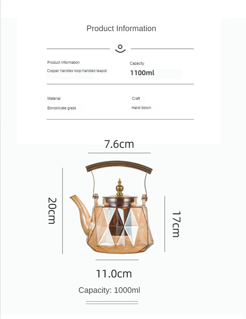Glass Beam Pot Flower Tea Pot Health Pot Heat Resistant Glass Teapot With Strainer Infuser Teapot to Boil Water Kettle Gaiwan