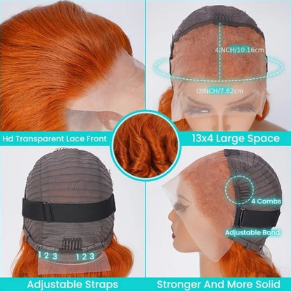 350 Ginger Orange Human Hair Wig Body Wave Pre Plucked With Baby Hair Lace Front Wigs 13x4 Ear To Ear Lace Body Wave Lace Wigs 1